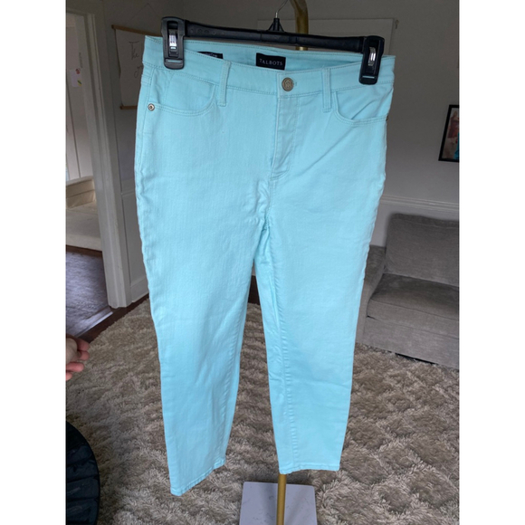 Talbots Aqua Jegging Crop Pants Sz 2P Straight Fit Preppy Academia Brunch 90s - Picture 2 of 8